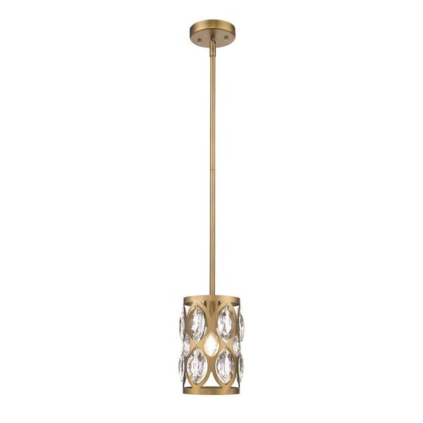 Z-Lite Dealey 1 Light Mini Pendant, Heirloom Brass & Clear 6010MP-HB - main